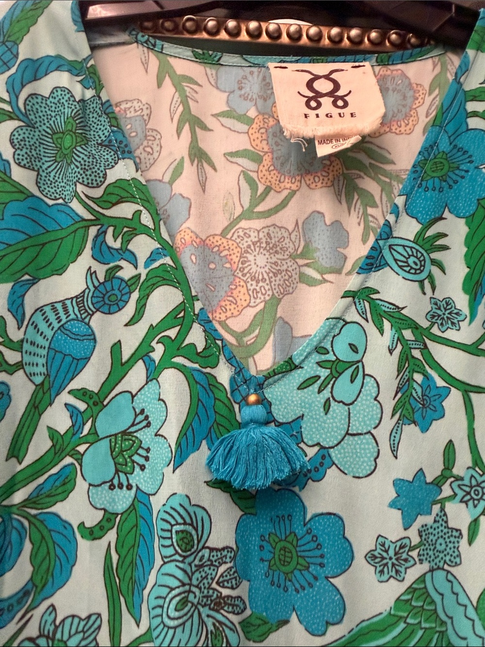 Women’s Floral Print Swim Coverup - Blue & Green